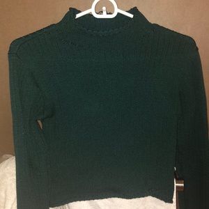 Green Semi-Turtle Neck Cropped Sweater